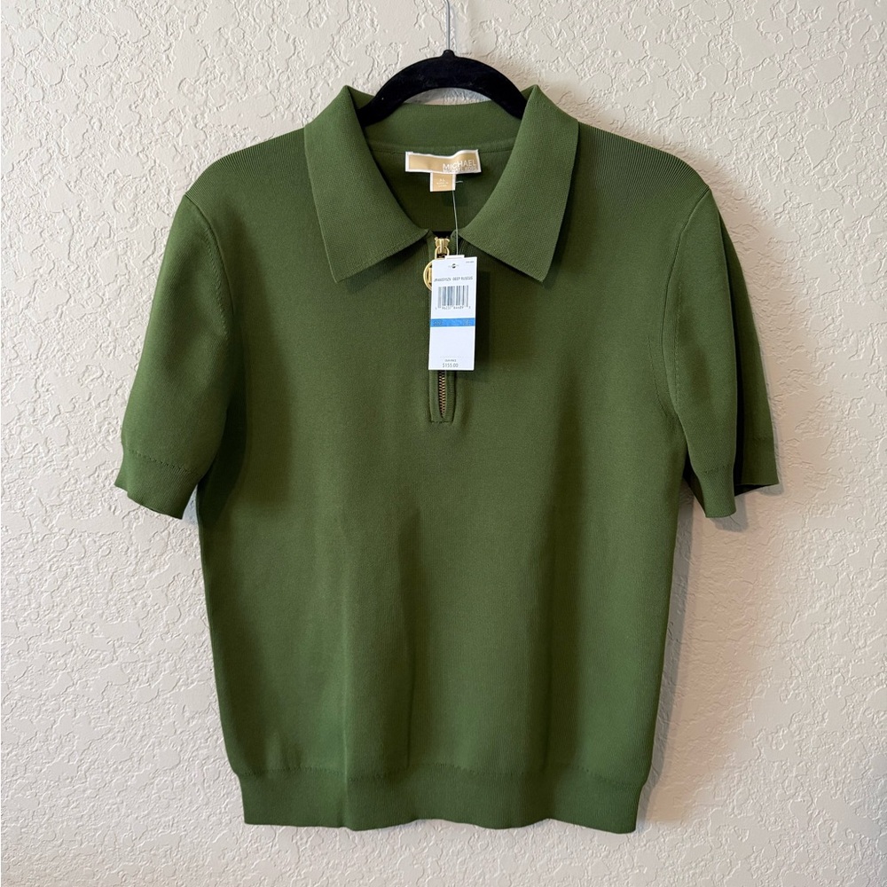 MICHAEL Michael Kors Olive Green Polo Blouse